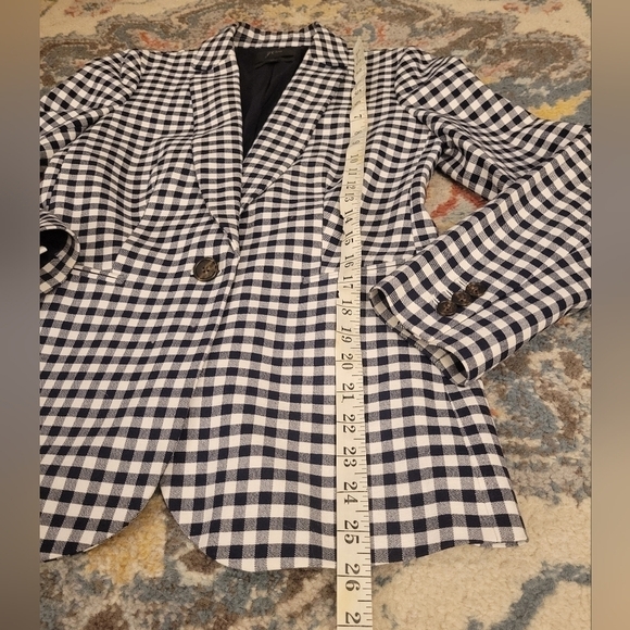 J. Crew Gingham Parke Blazer Jacket Navy Blue White Check Women's Size 0 L1908 - Picture 8 of 13